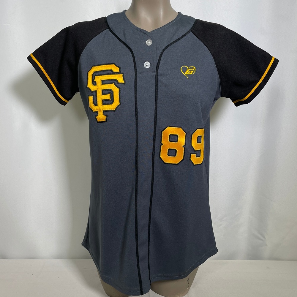 San Francisco Giants #89 MLB Baseball Grey Black Softball Jersey Women's MEDIUM